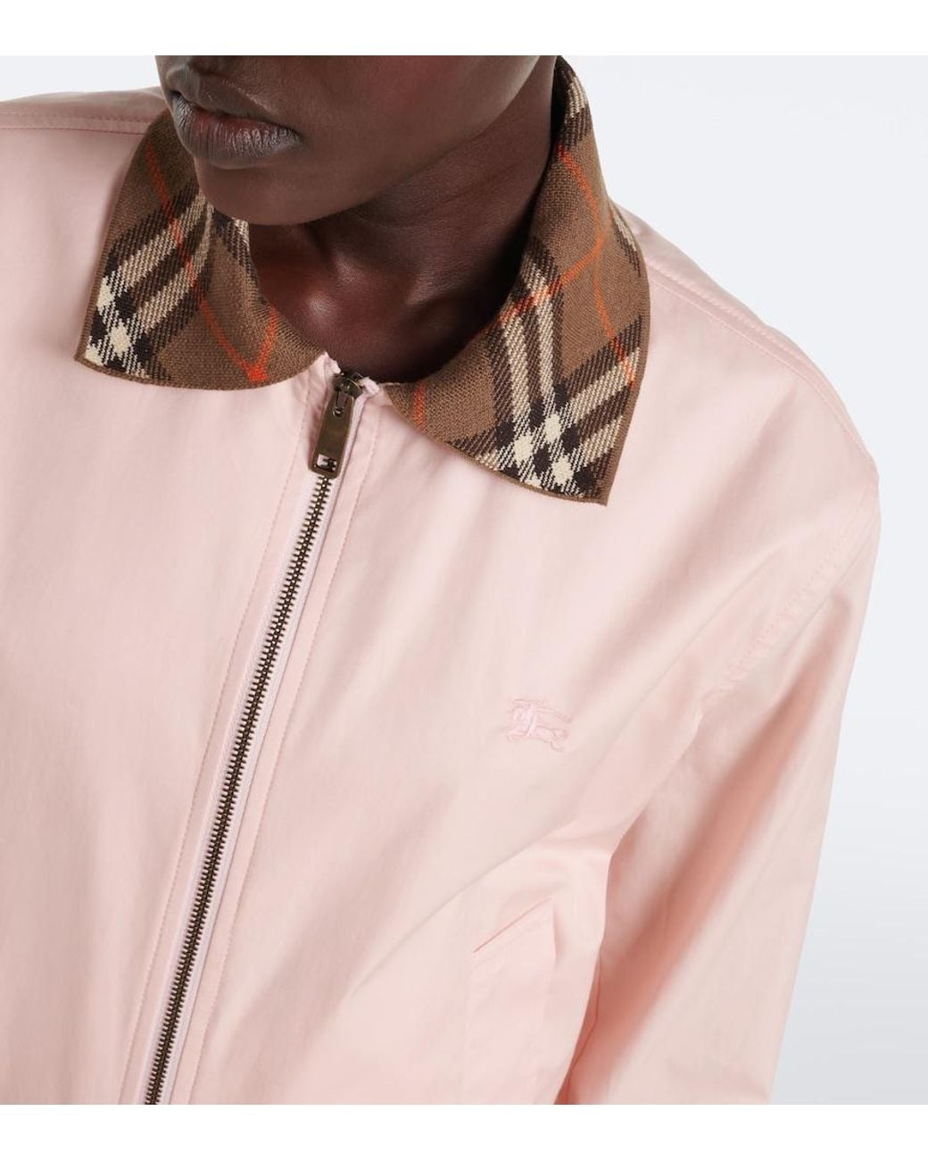 Burberry Pink Check Cotton Blouson Jacket