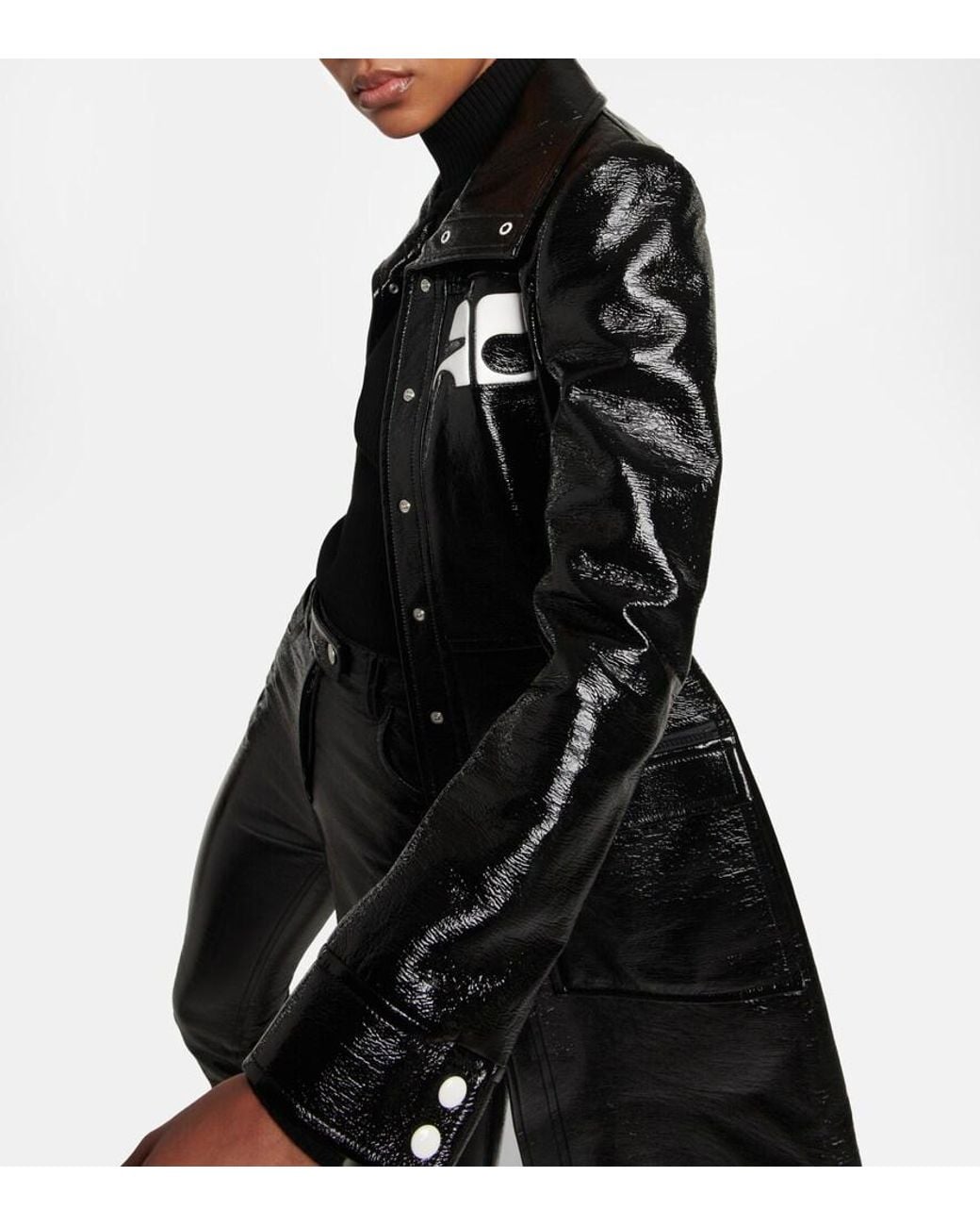 Courreges Black Logo Cotton-Blend Trench Coat