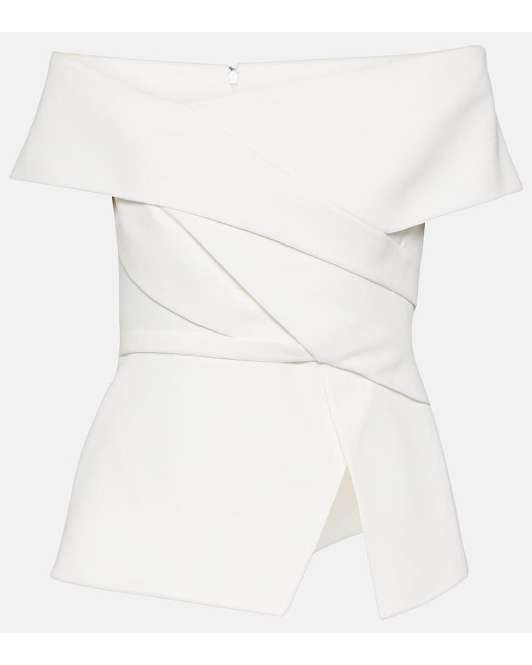 Safiyaa White Bridal Eimear Off-Shoulder Crepe Top