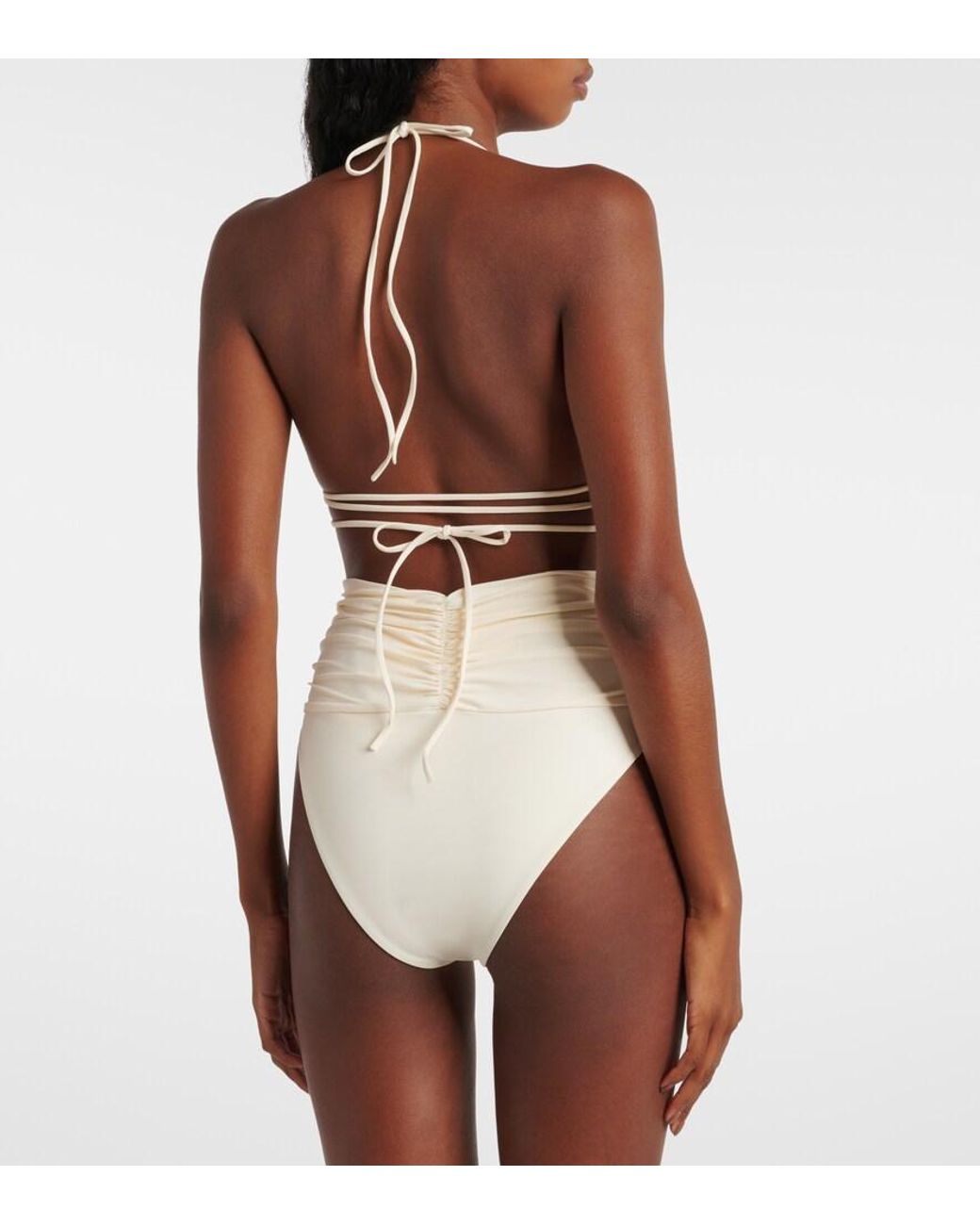 Magda Butrym White Floral-Applique High-Rise Bikini Bottoms