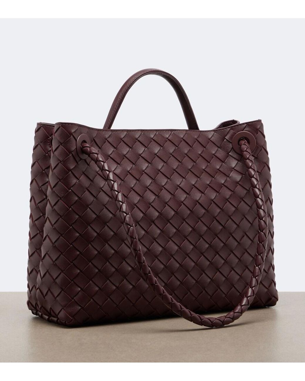 Bottega Veneta Purple Andiamo Medium Leather Tote Bag