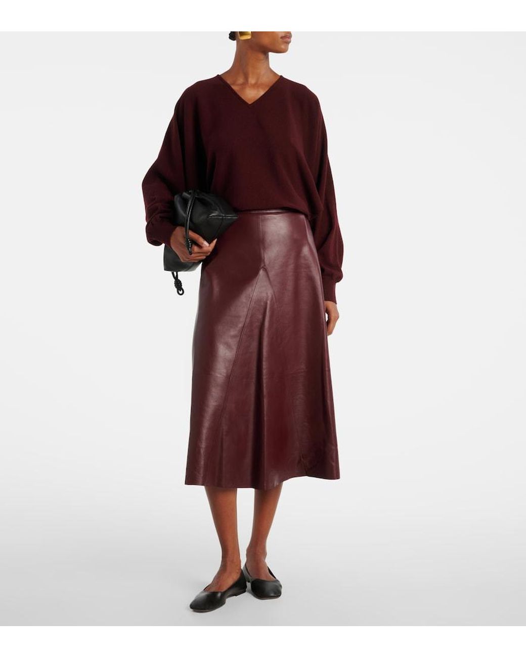 FFORME Purple Leather Midi Skirt