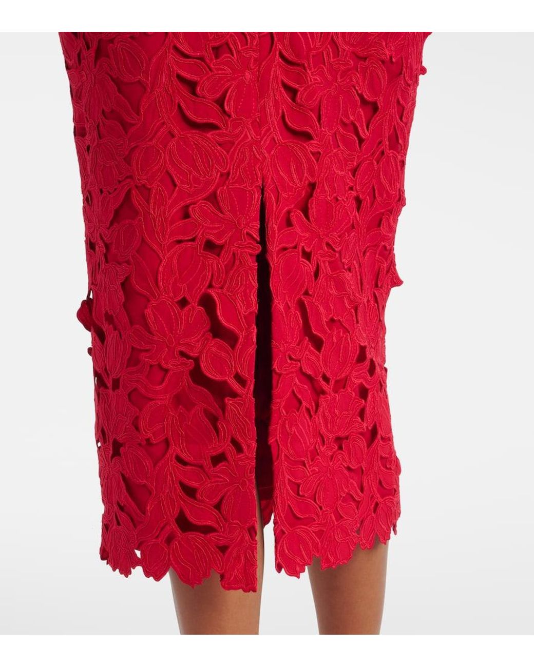 REBECCA VALLANCE ワンピース Embellished lace midi 1034430 Rebecca Vallance Embellished Lace Midi Dress in Red | Lyst