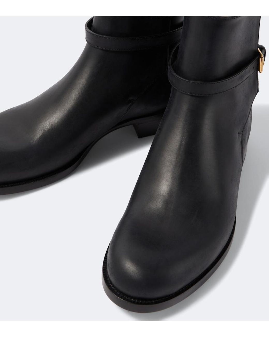 The Row Black Nobilis Leather Ankle Boots for men