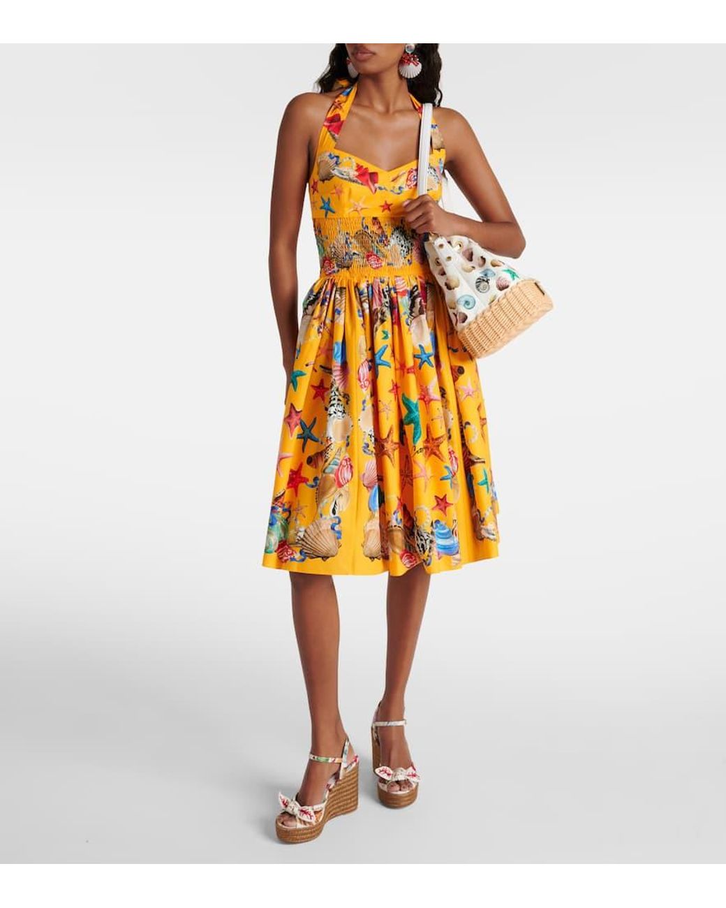 Dolce & Gabbana Capri Dg Raffia-Trimmed Canvas Bucket Bag in