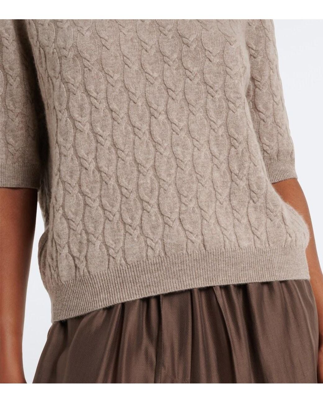 Jardin Des Orangers Brown Cable Knit Cashmere Sweater