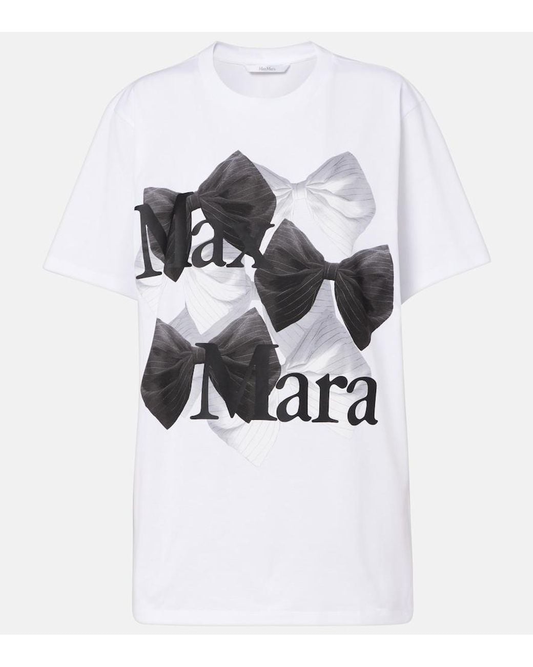 Max Mara White Bow-Print Cotton T-Shirt