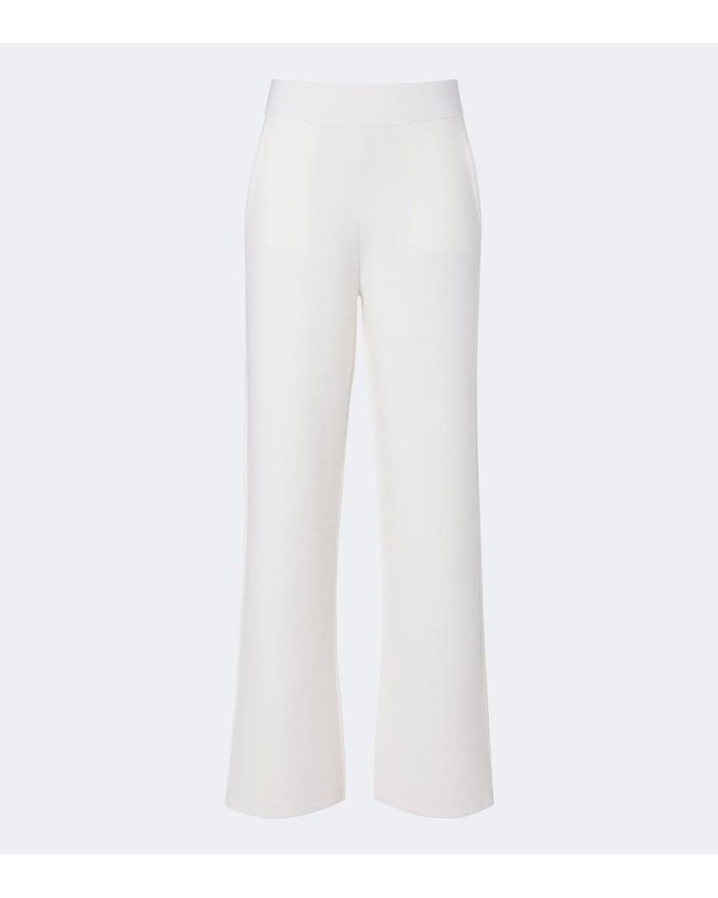 Max Mara White Wool-Blend Wide-Leg Pants