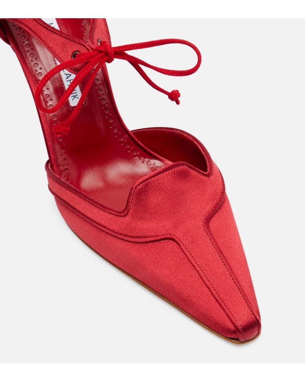 Manolo Blahnik Red Orata 70 Satin Pumps