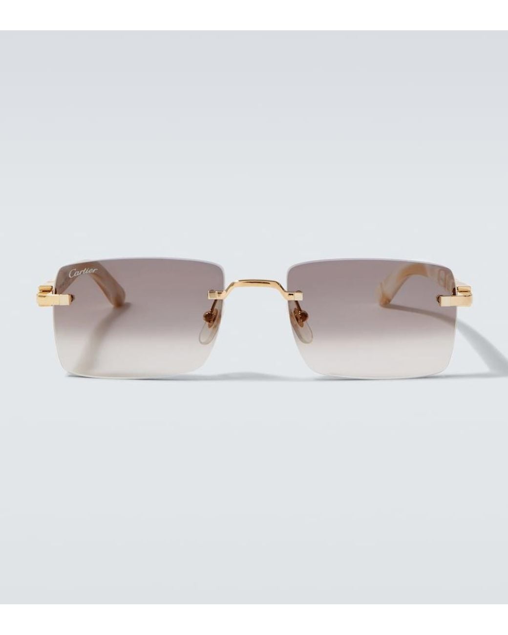 Cartier Brown Signature C De Cartier Rectangular Sunglasses for men