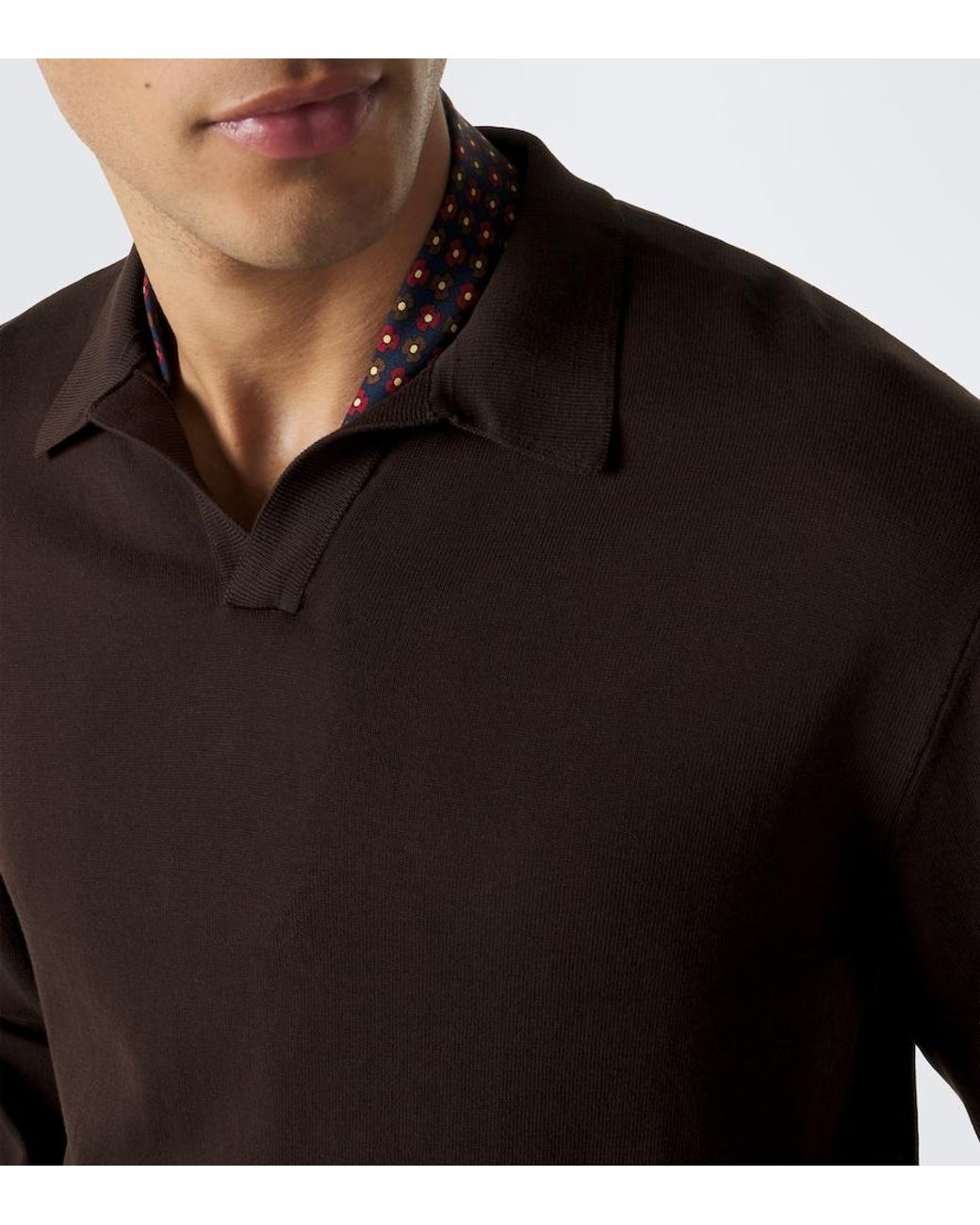 Rubinacci Black Cotton Polo Sweater for men