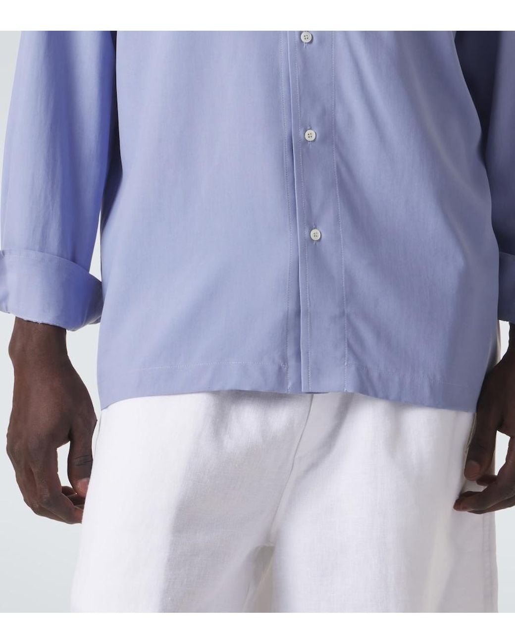 Saman Amel Blue Camp Silk Shirt for men