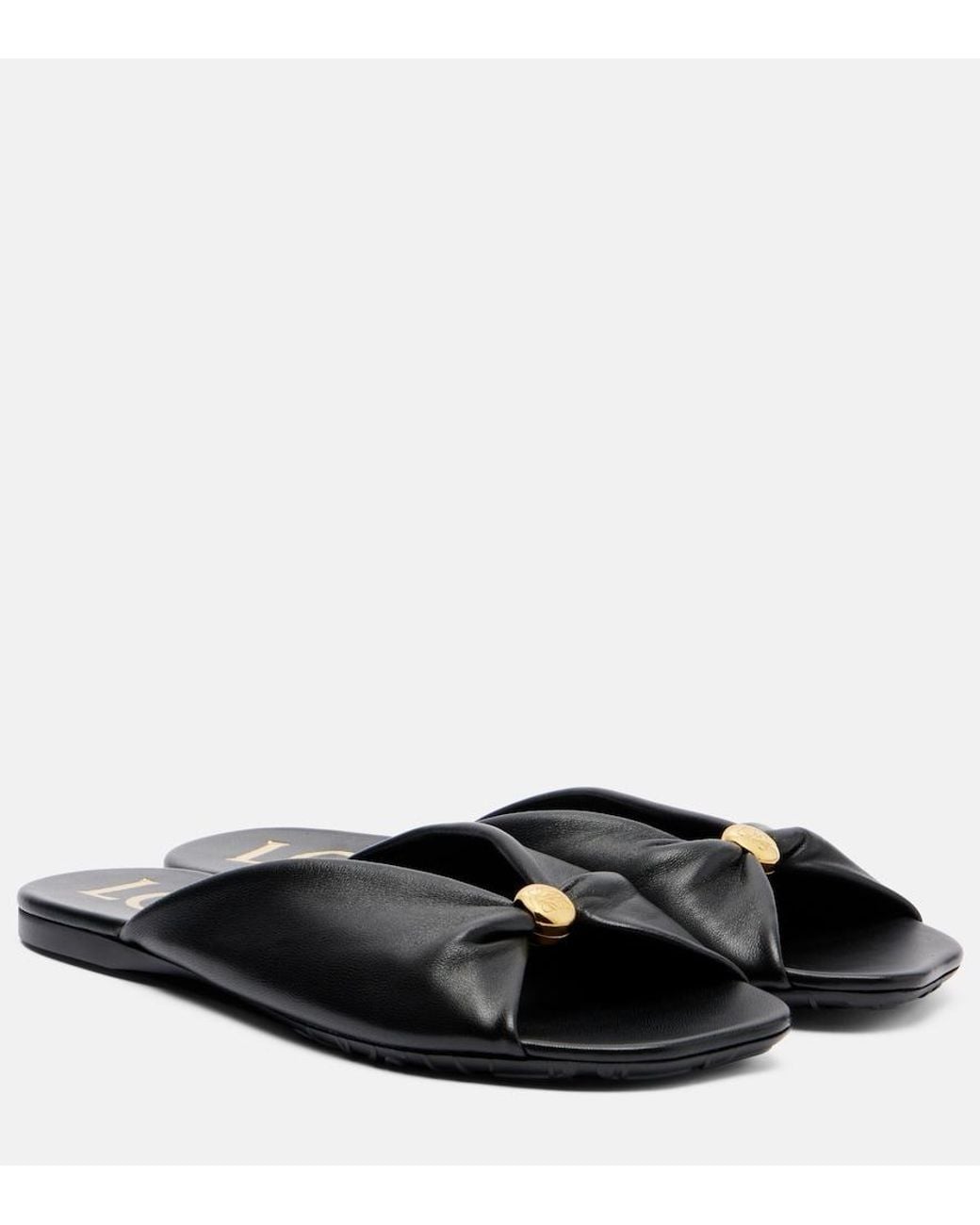 Loewe Black Paula's Ibiza Pebble Leather Slides