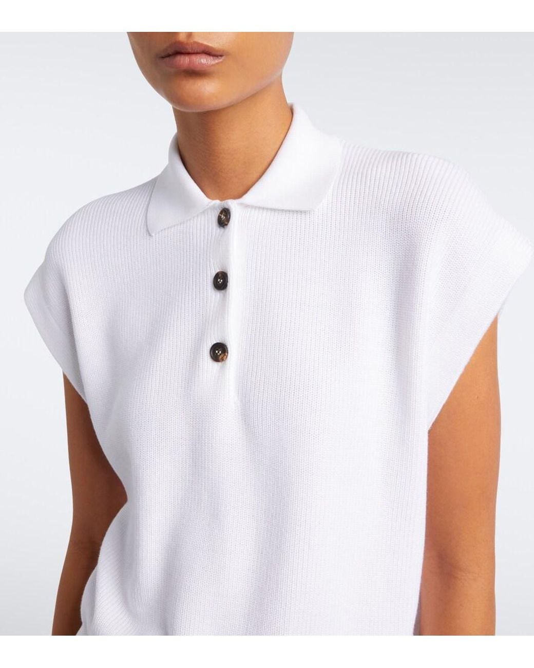Brunello Cucinelli White Ribbed-Knit Cotton Top