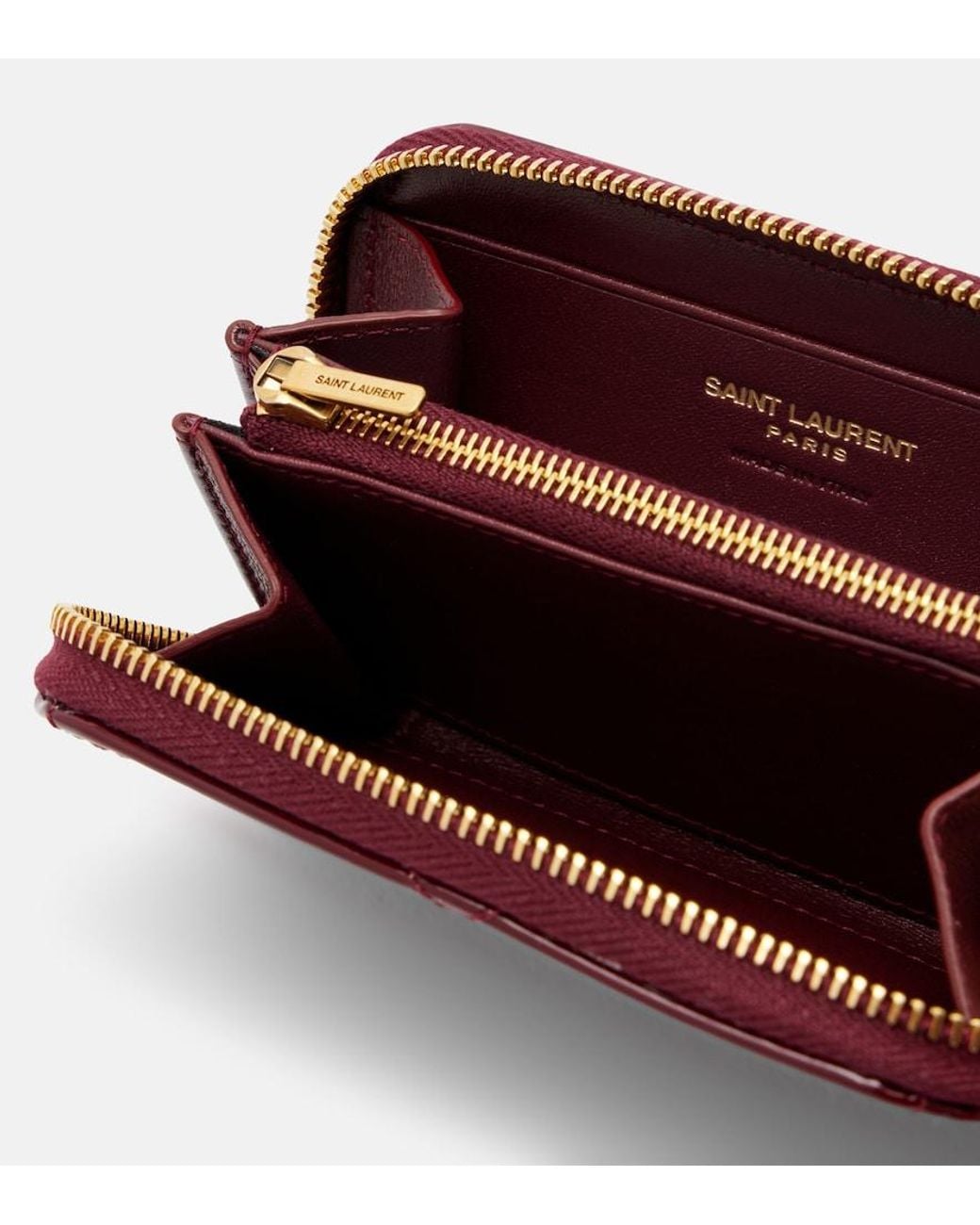 Saint Laurent Red Cassandre Bijou Patent Leather Wallet