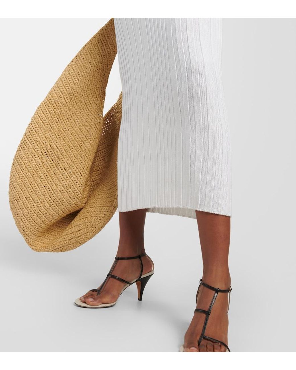Khaite White Ottilie Cotton-Blend Midi Dress
