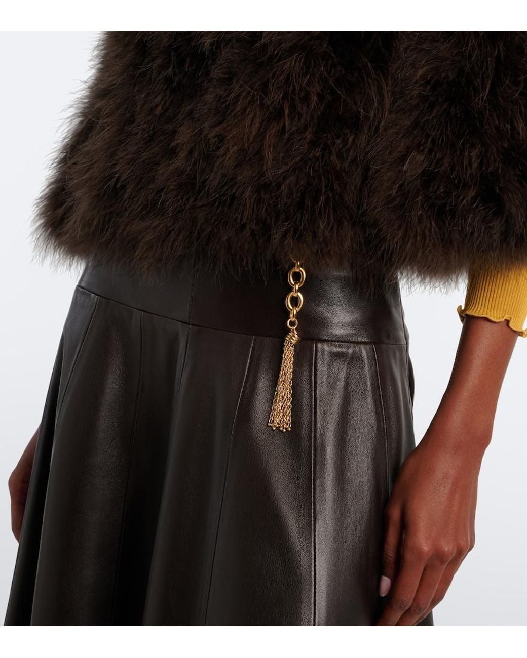 Yves Salomon Black Cropped Feather Jacket