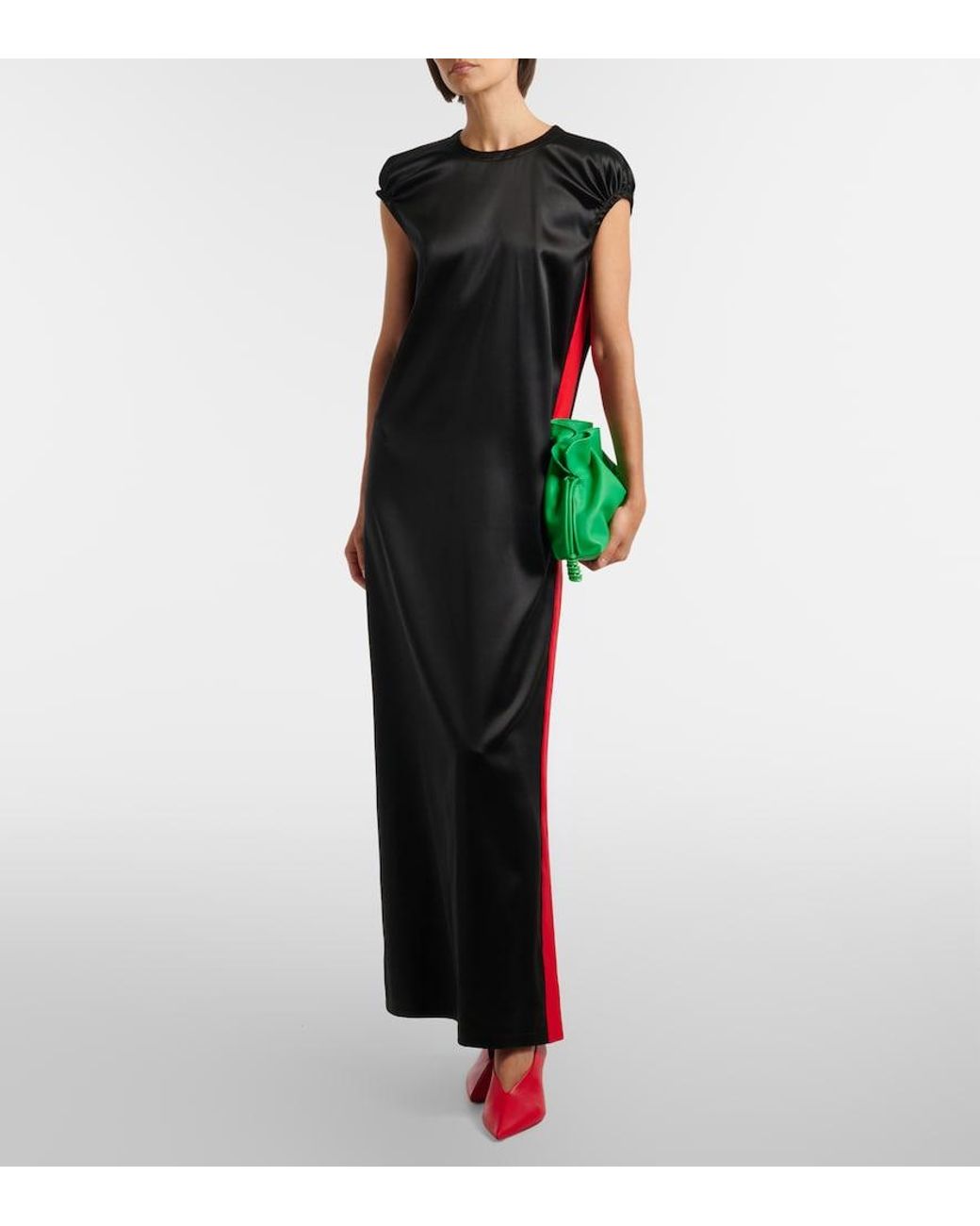 Loewe Black Silk-Blend Satin Maxi Dress
