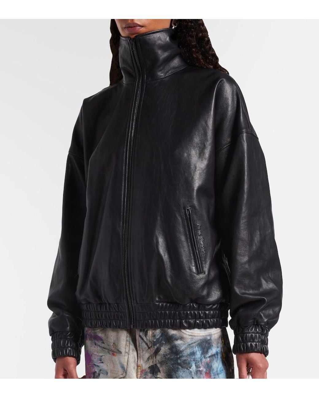 Acne Black Logo Leather Jacket
