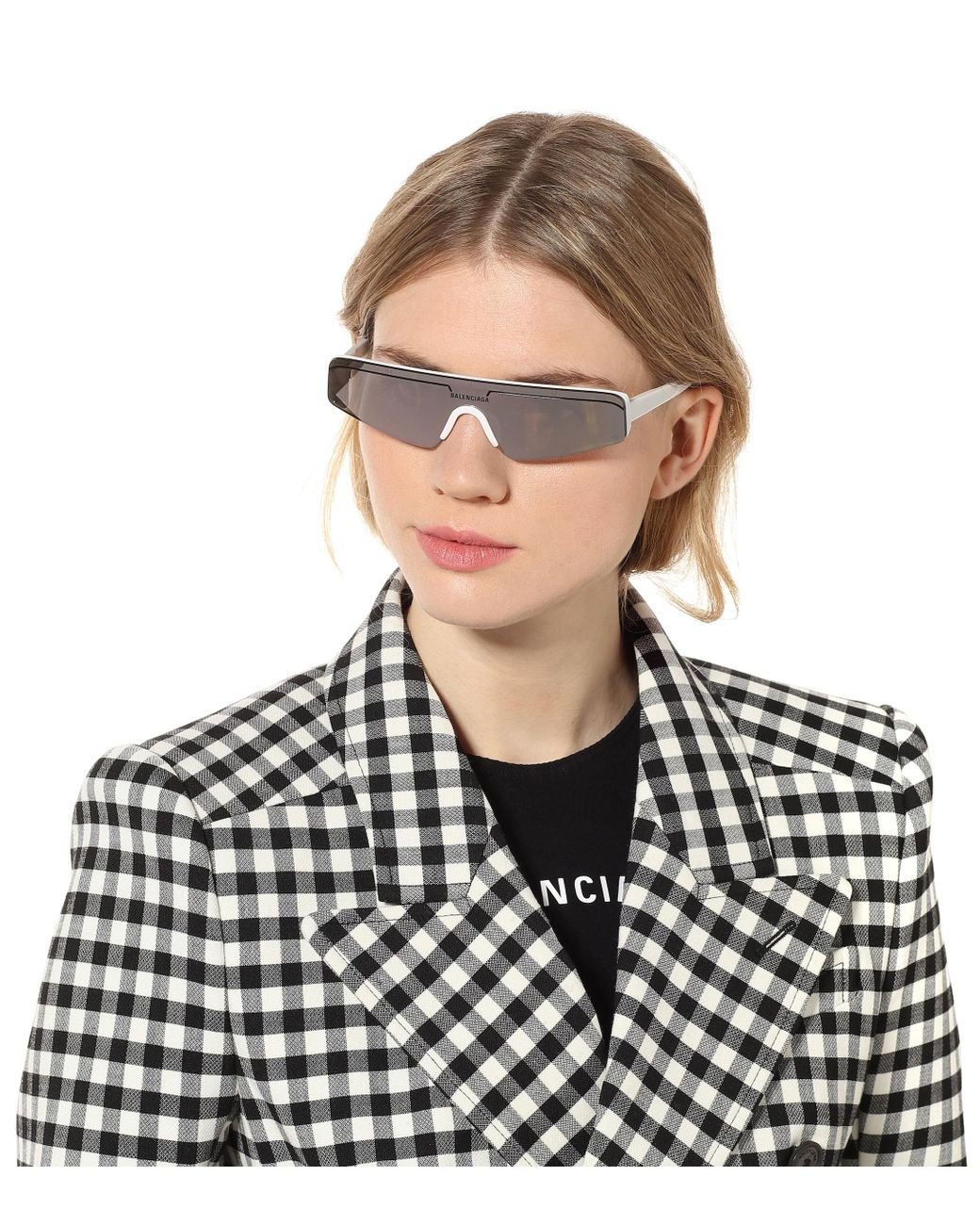 Balenciaga Ski Rectangle Sunglasses in White | Lyst