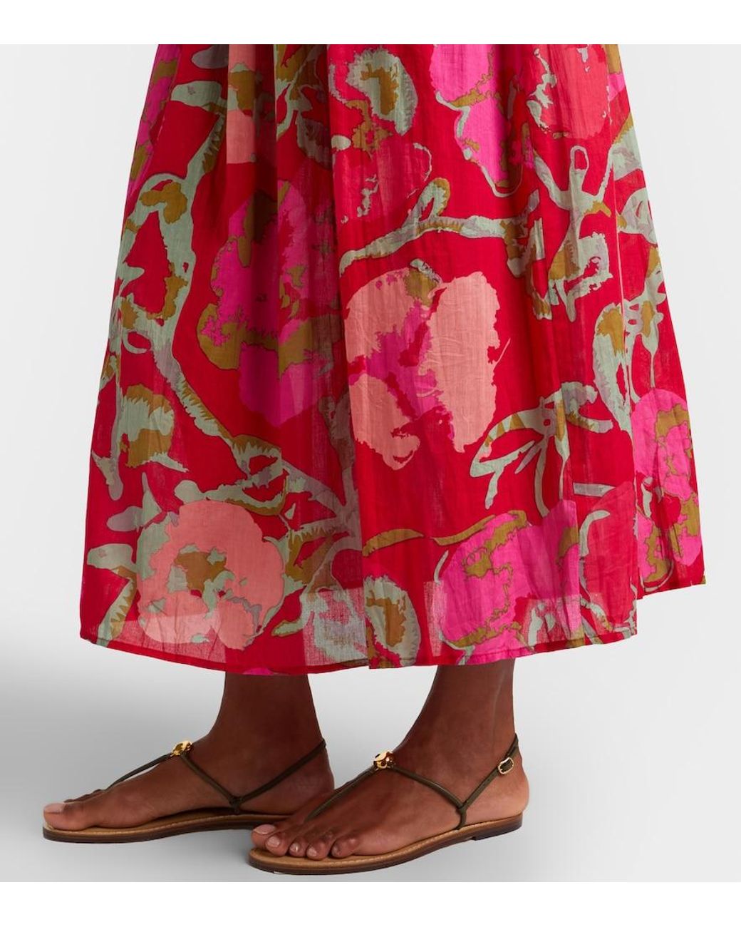 Velvet Red Cosima Floral Cotton Midi Dress
