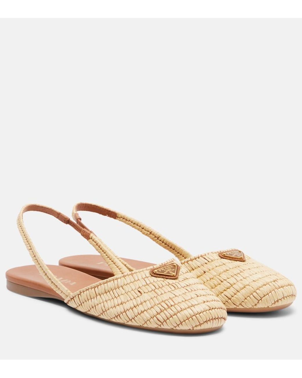 Prada Natural Crochet Slingback Flats