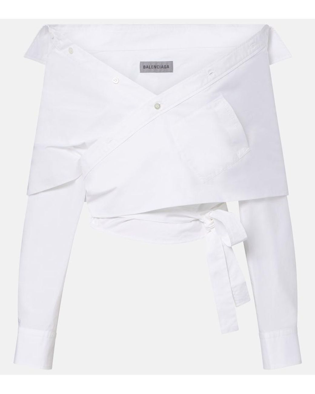 Balenciaga White Off-Shoulder Cotton Top