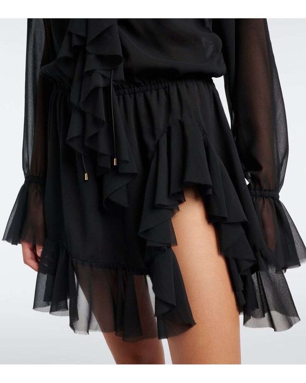 Bananhot Black Bellen Ruffled Minidress