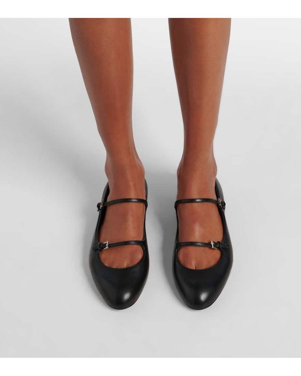 MAX MARA 靴 フラット Circus leather Mary Jane flats928691 max-mara-black-Circus-Leather-