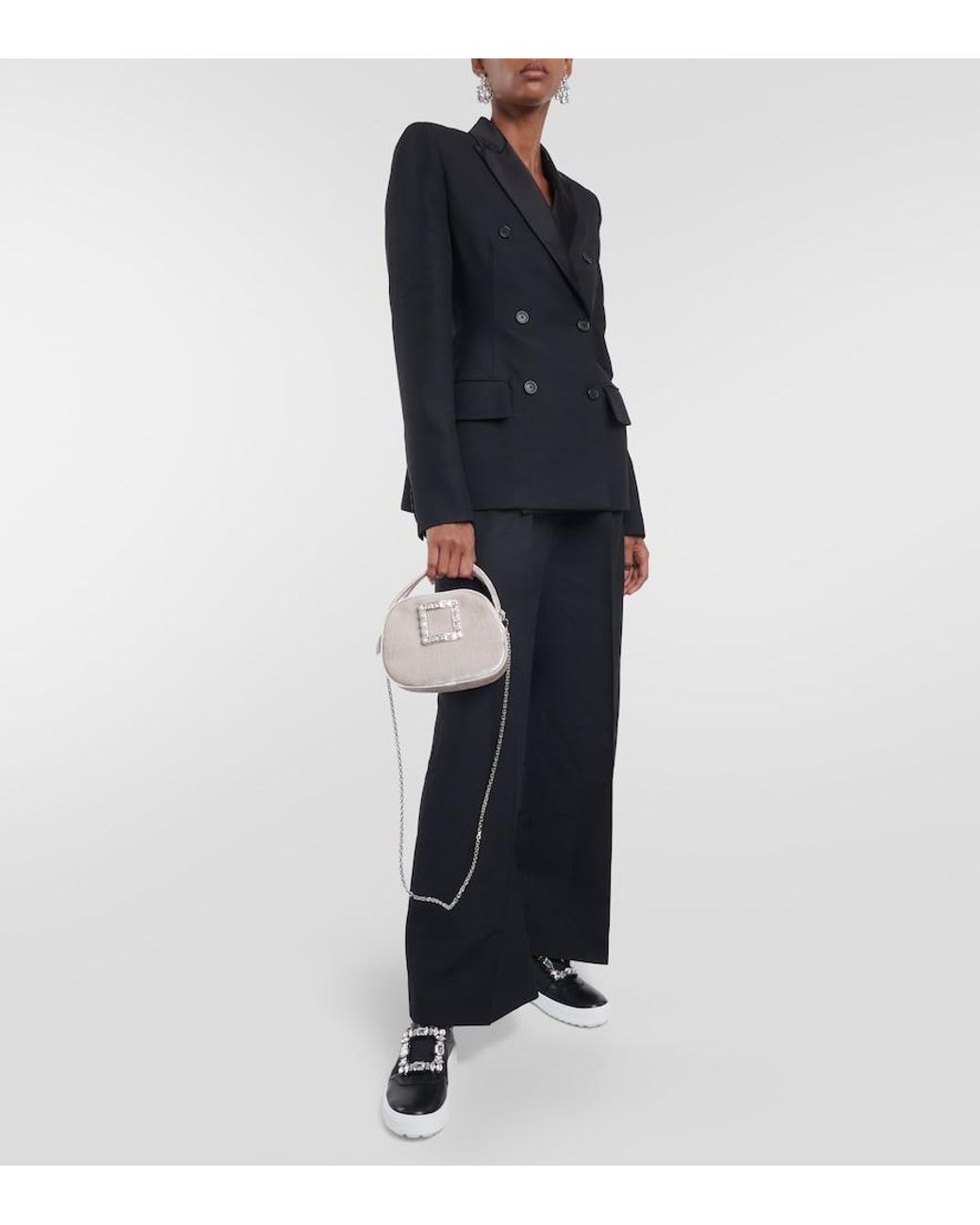 Roger Vivier Black Very Vivier Embellished Leather Sneakers