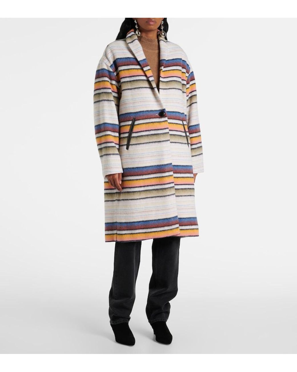 Isabel Marant Multicolor Striped Wool-Blend Coat