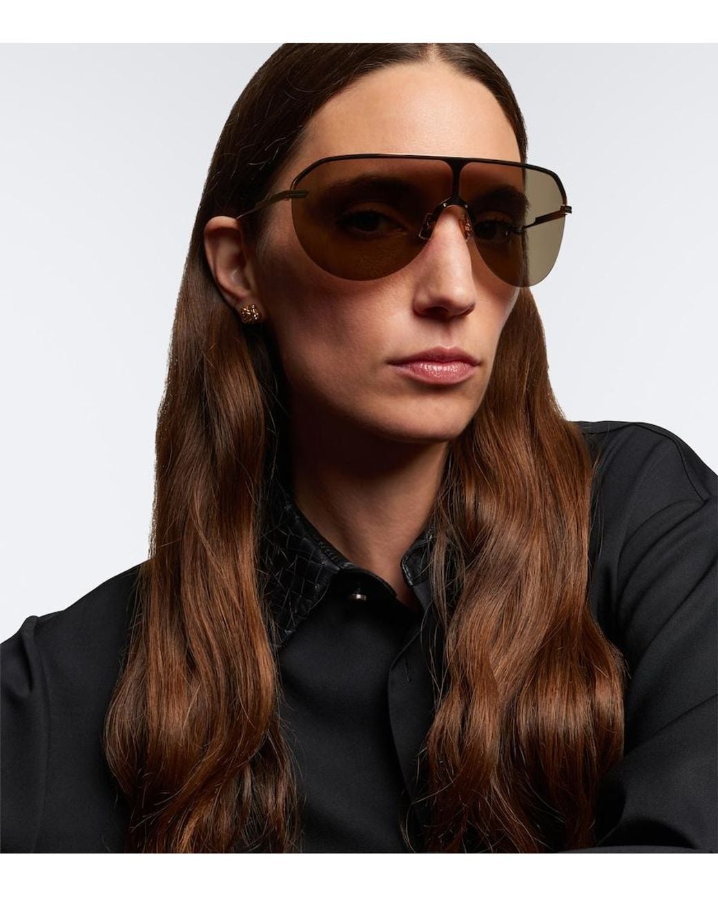 Bottega Veneta Gray Ribbon Aviator Sunglasses
