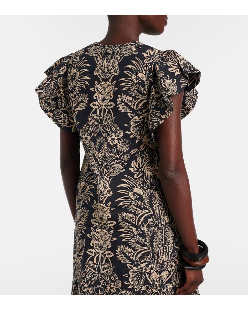 Ulla Johnson Black Severine Printed Cotton Poplin Top
