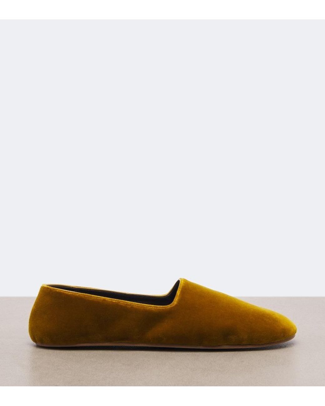 The Row Yellow Ponti Velvet Slip-On Shoes