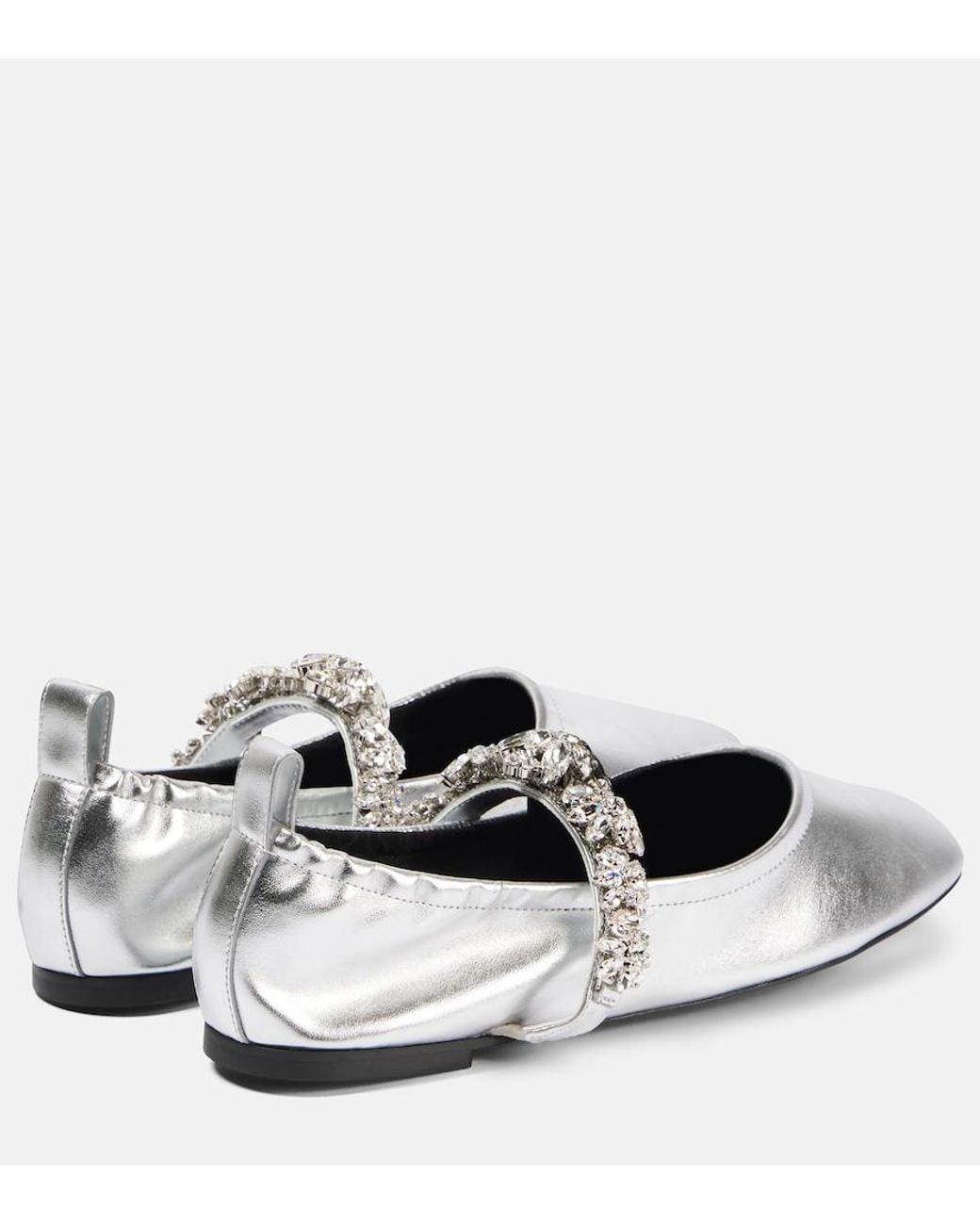 Stella McCartney White Elsa Metallic Faux Leather Ballet Flats