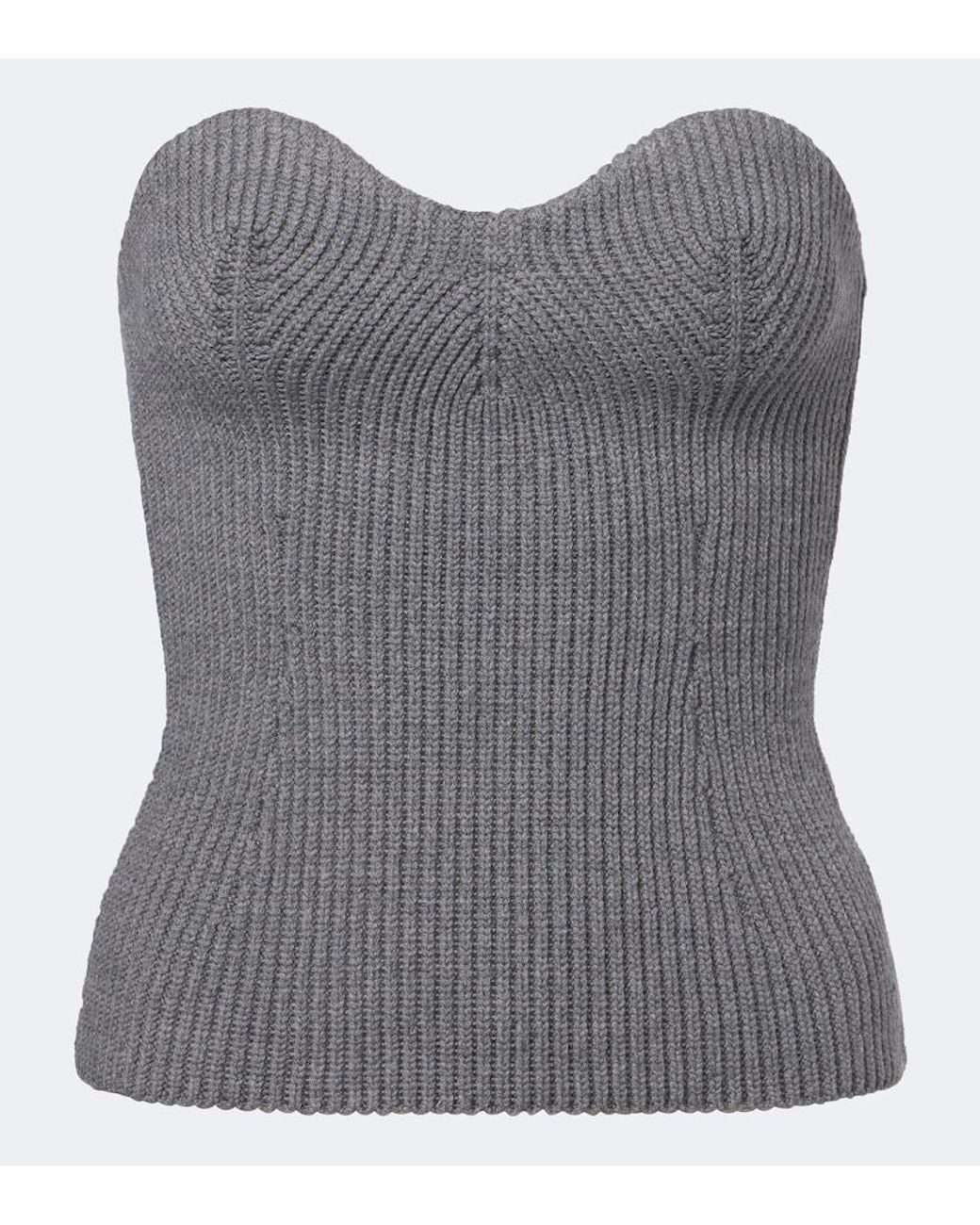 Jil Sander Gray Wool-Blend Bustier Top