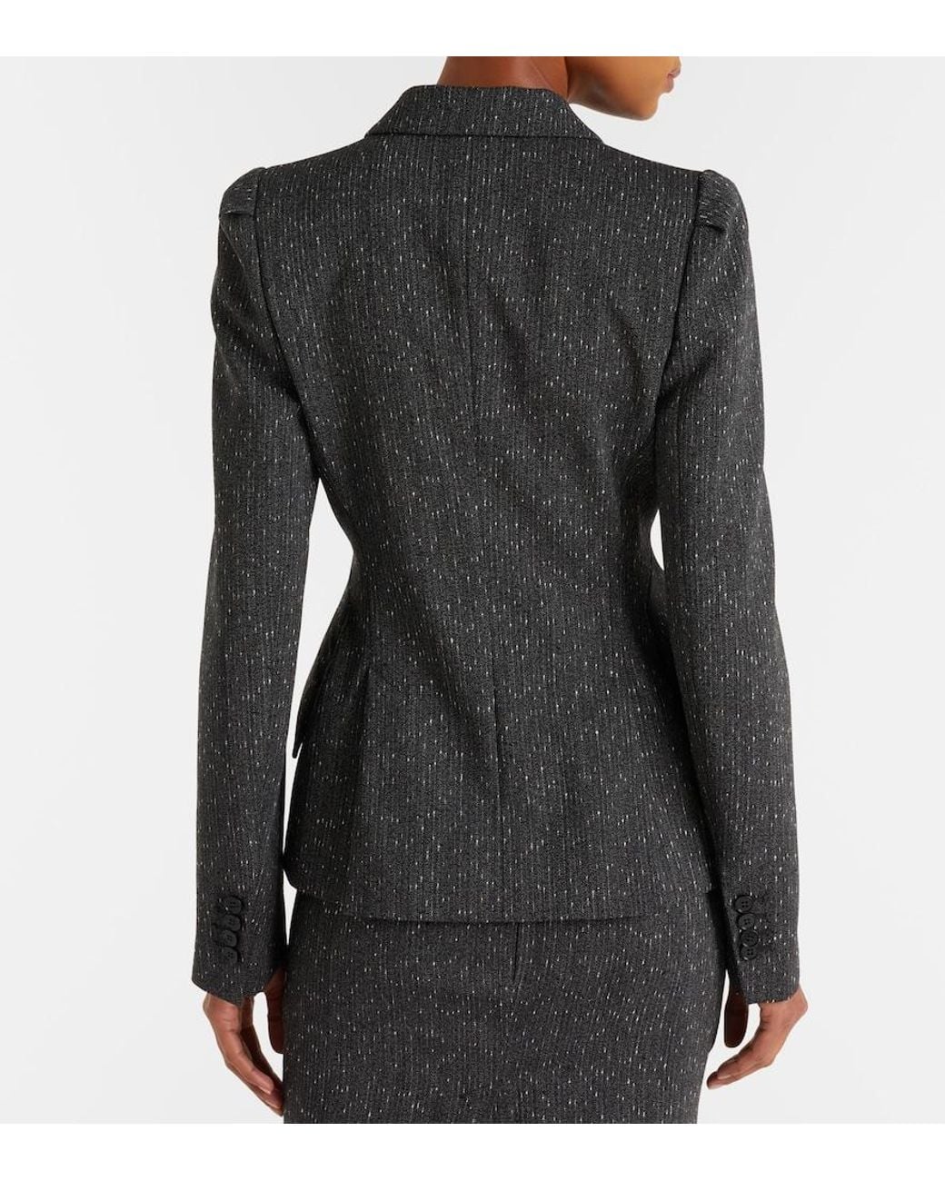 McQueen Black Pinstripe Wool Blazer