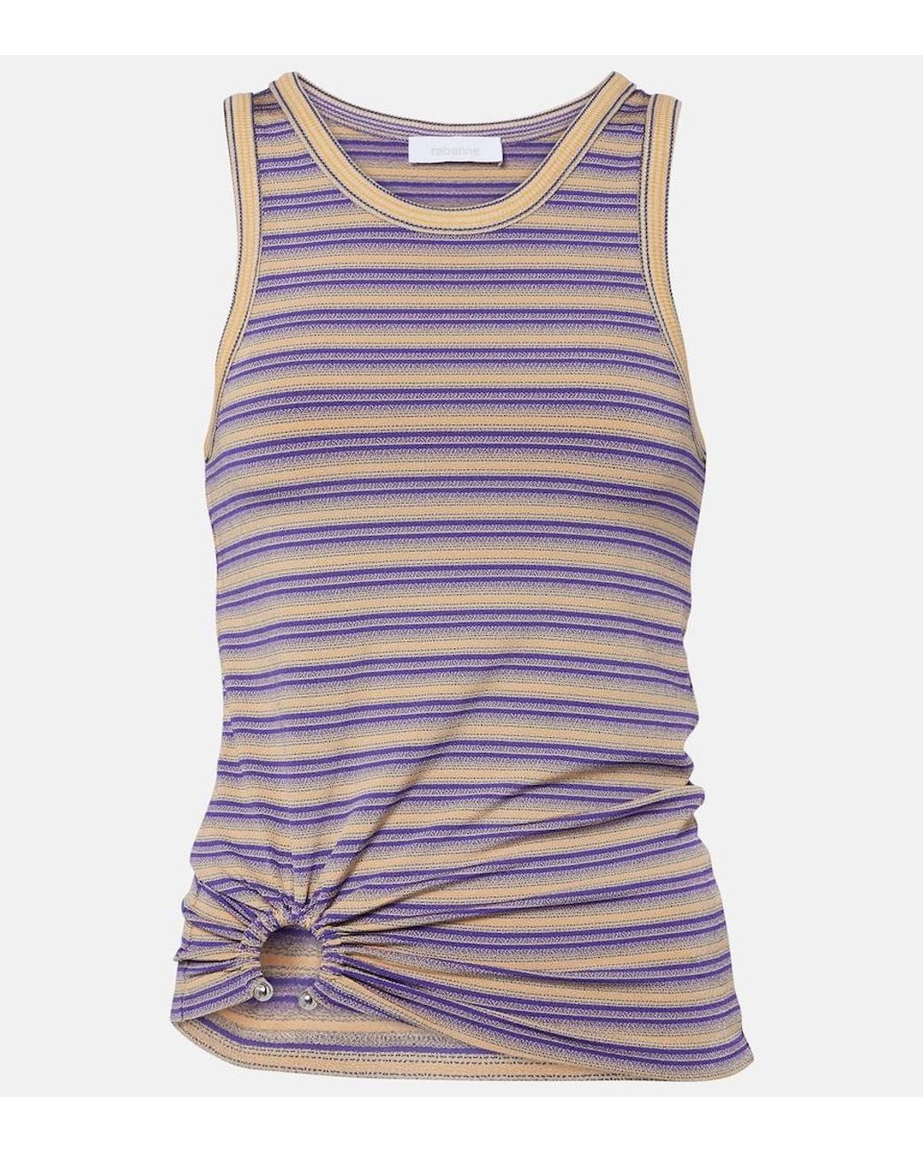 Rabanne Purple Piercing Gathered Striped Tank Top