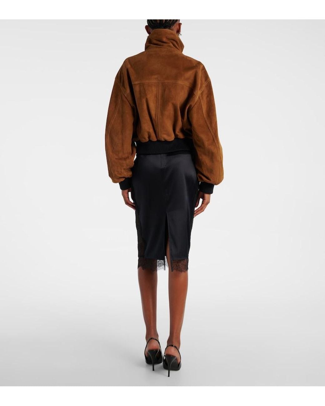 Nour Hammour Brown Briar Suede Bomber Jacket