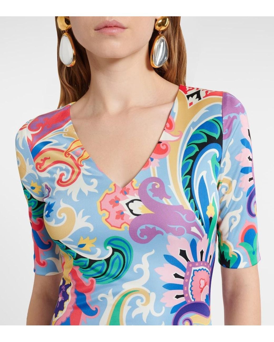 Etro White Paisley Midi Dress