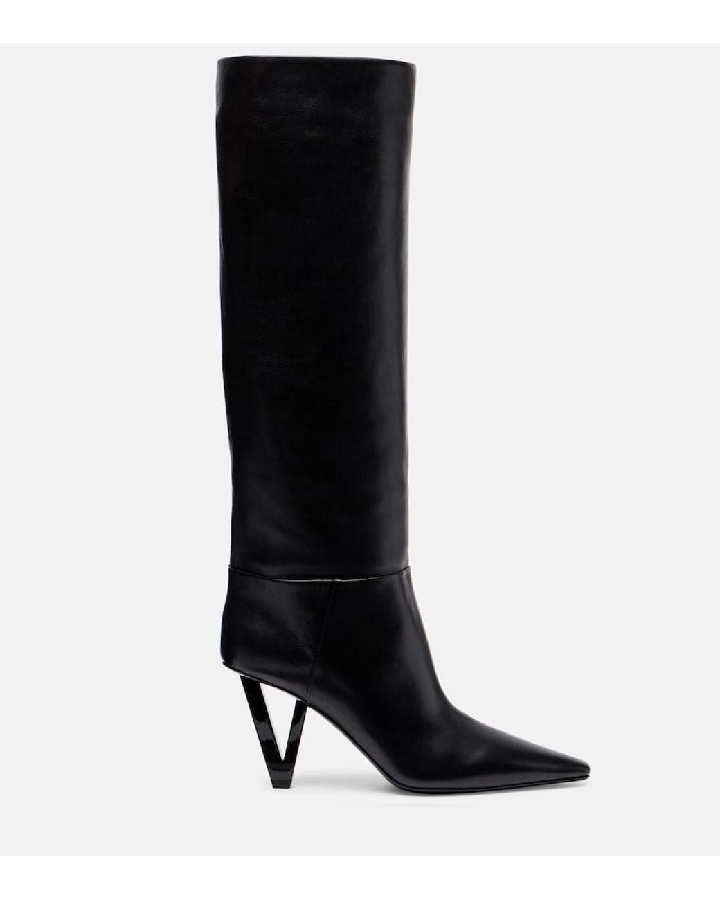 Versace Black 85 Leather Knee-High Boots