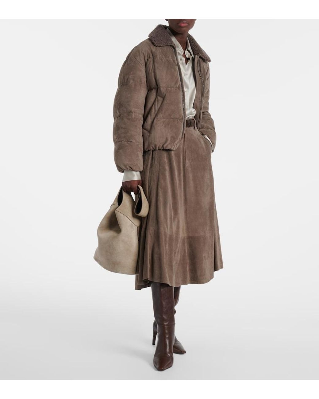 Brunello Cucinelli Brown Monili Leather Knee-High Boots