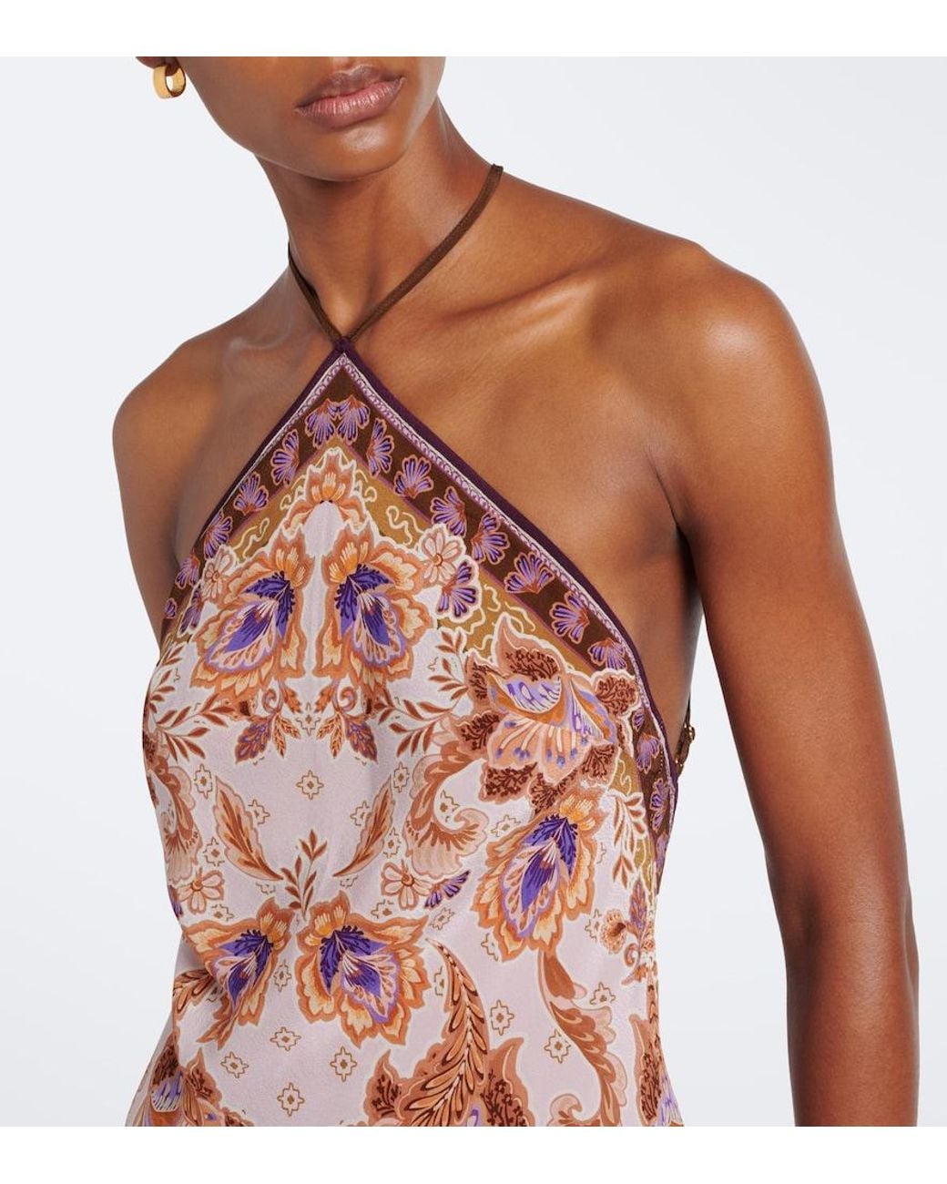 Alexandra Miro White Adeline Printed Halterneck Maxi Dress