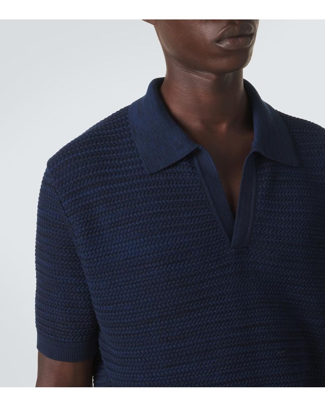 Etro Blue Cotton Polo Sweater for men