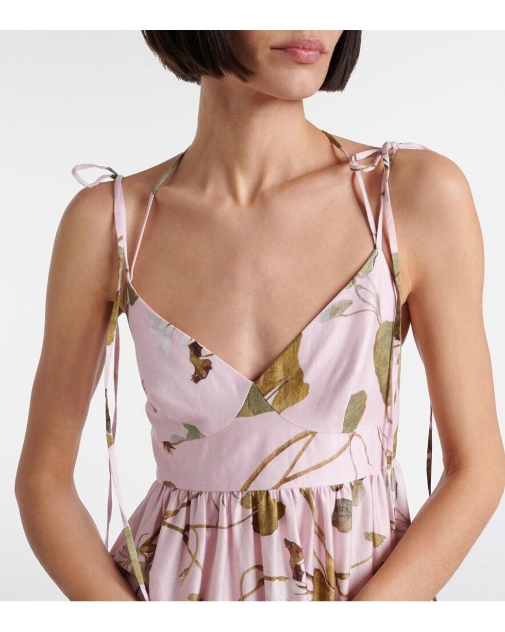 Erdem Pink Printed Cotton Midi Dress