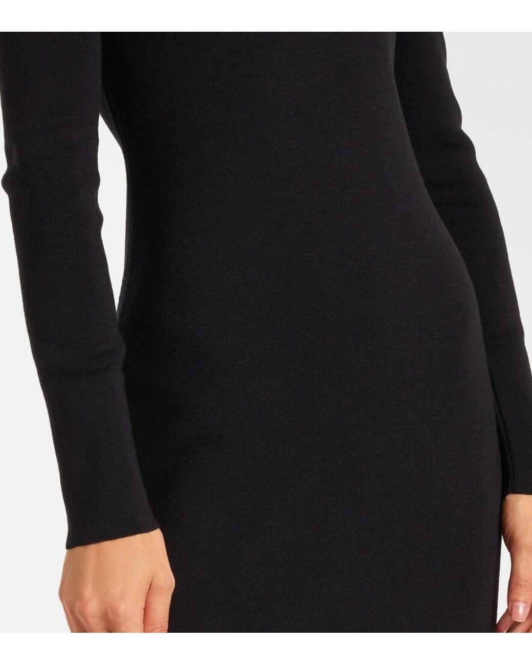 Tom Ford Black Wool Midi Dress