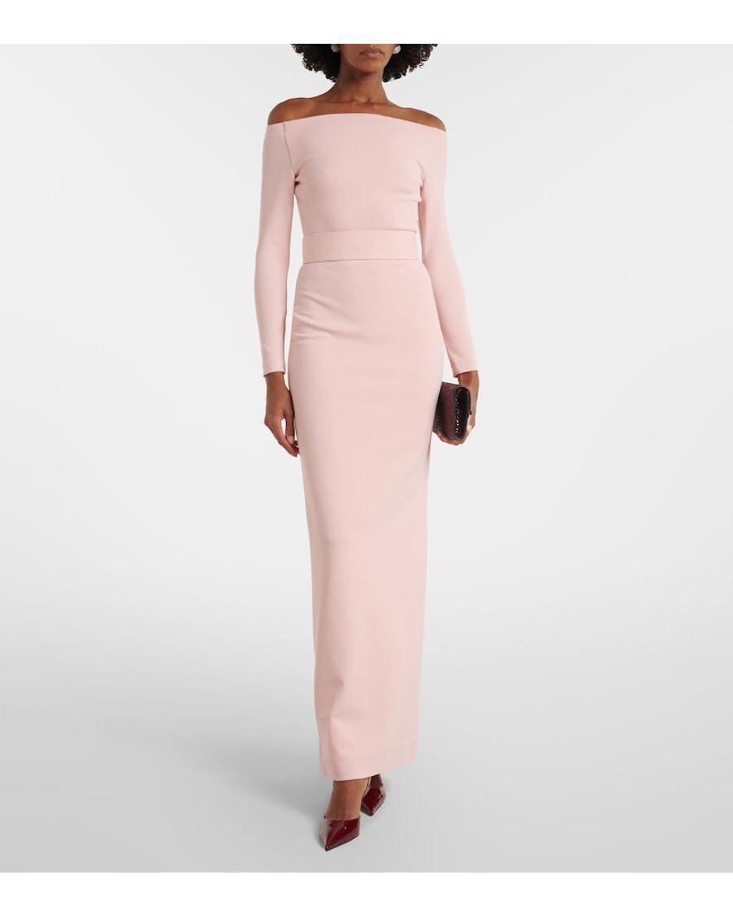Solace London Pink Sabina Off-Shoulder Gown