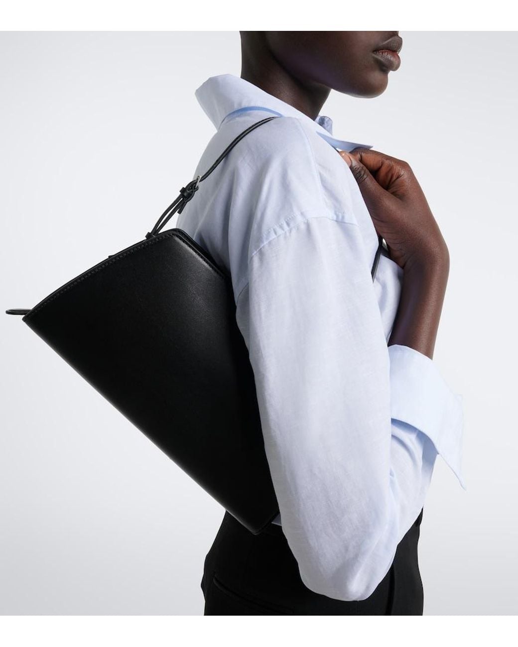 The Row Black Dalia Leather Shoulder Bag