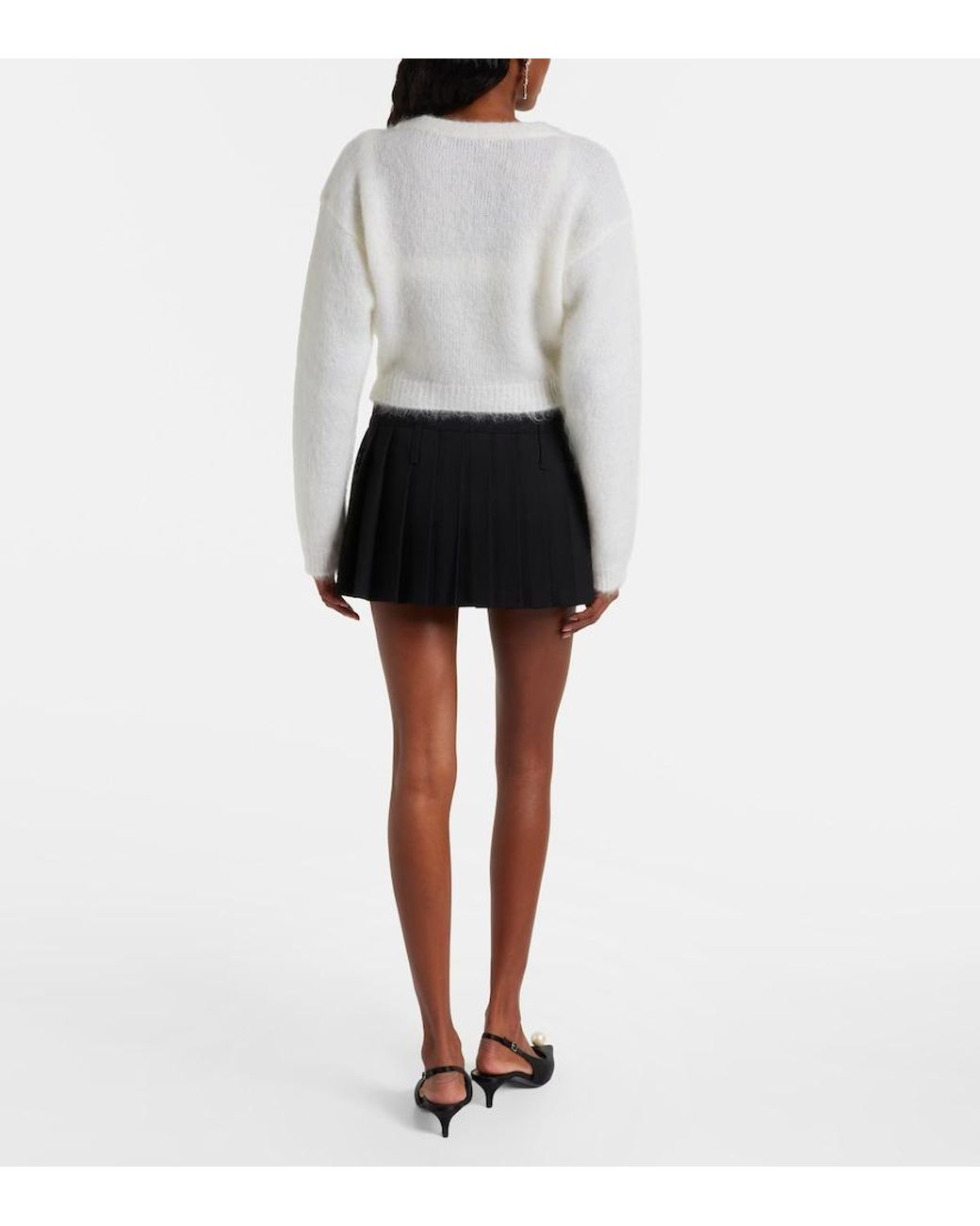 Alessandra Rich White Embroidered Mohair-Blend Cardigan