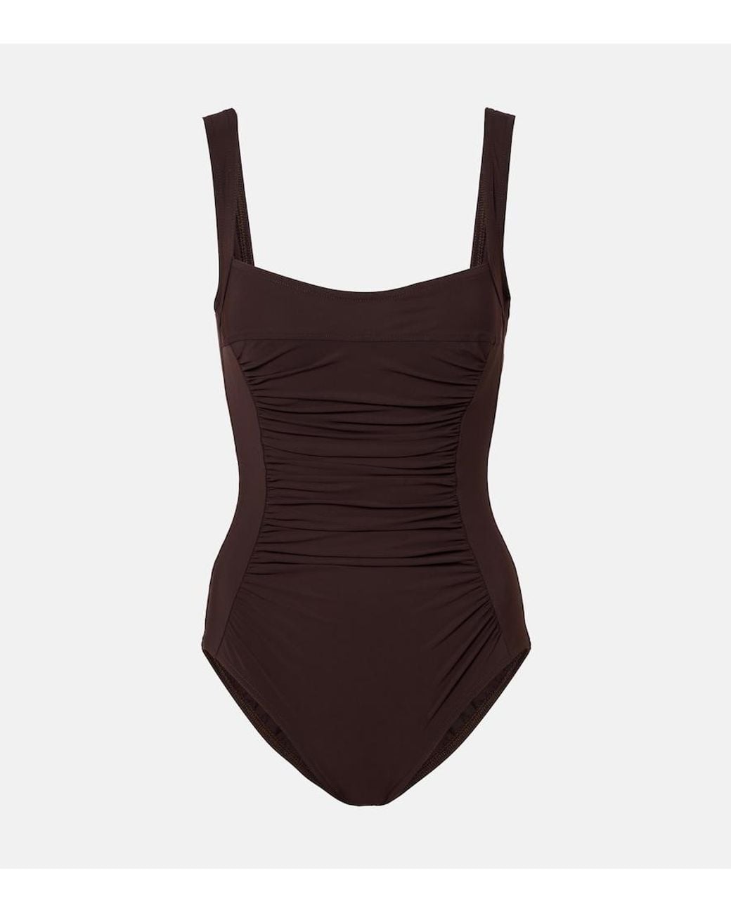 Karla Colletto Brown Basics Ruched Swimsuit